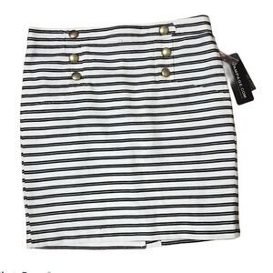 Rampage Stripes Gold Buttons Cotton Pencil Skirt